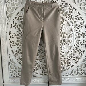 Babaton Aritzia Faux Leather Pants Size 8 Taupe Beige Straight Leg Trouser
